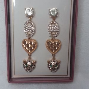Dangle Pierce Earrings Panther Heart Gold Tone Thalia Sodi